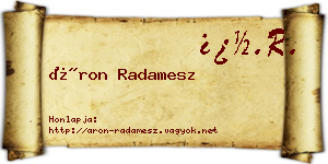 Áron Radamesz névjegykártya